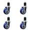 Service Caster 4'' Blue Poly Wheel Swivel 1-3/4'' Expanding Stem Caster Set, 4PK SCC-EX20S414-PPUB-BLUE-134-4 - alternate 1